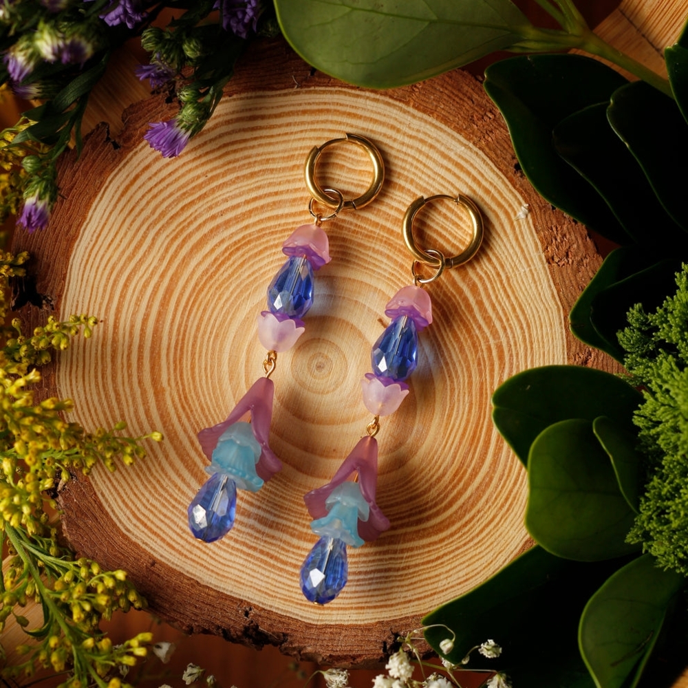 Elegant Purple and Gold Drop Earrings